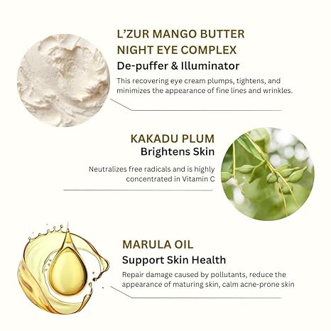 L’Zur Mango Butter Night Eye Complex Eye Cream Plumps, Anti-Aging1- Fluid Ounce